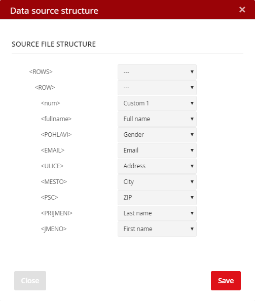 Data source structure