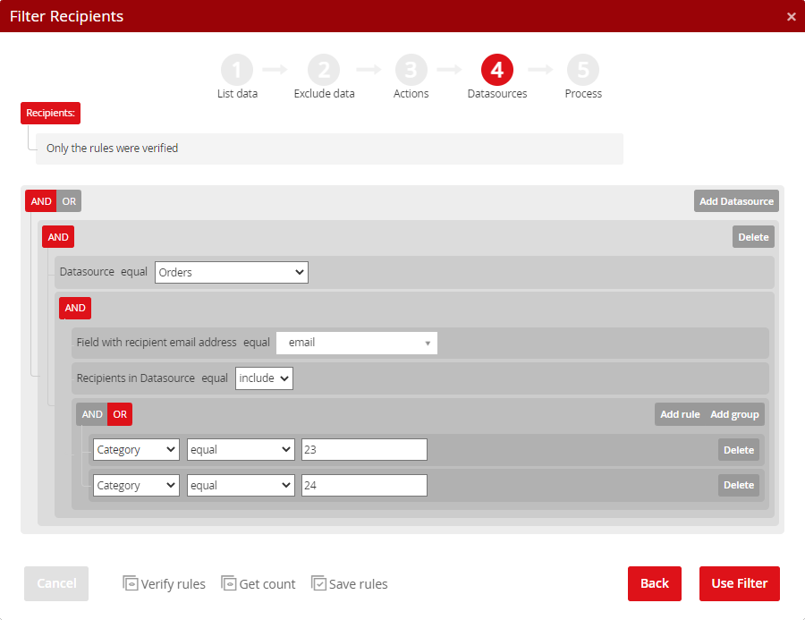 Filter recipients – 4th Step