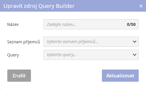 QUERY BUILDER – nastavení QUERY BUILDER – nastavení