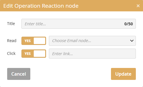 REACTION node – settings REACTION node – settings