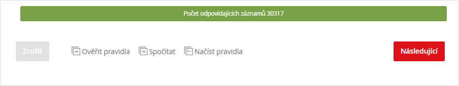 Filtrování příjemců – odpovídající počet záznamů