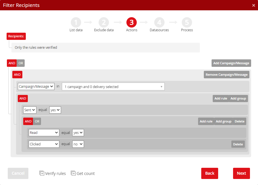 Filter recipients – 3rd Step