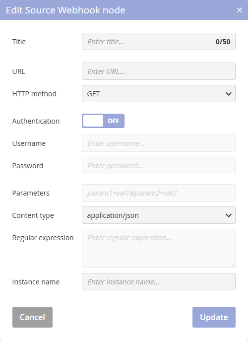 WEBHOOK – settings WEBHOOK – settings