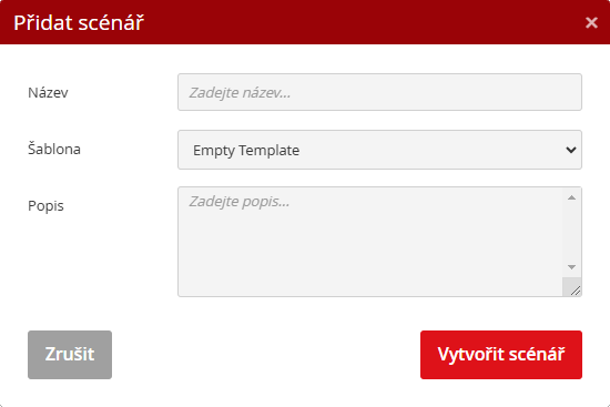 Vytvoření scénáře