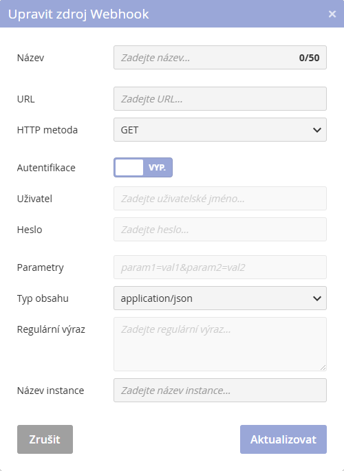 WEBHOOK – nastavení WEBHOOK – nastavení
