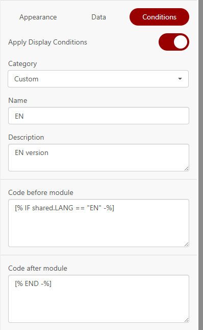 Custom condition Custom condition